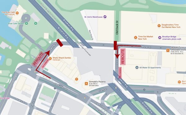 A portion of Water Street between Old Fulton and Dock streets will be closed to vehicular traffic during the World Cup games and events. Map: BBP