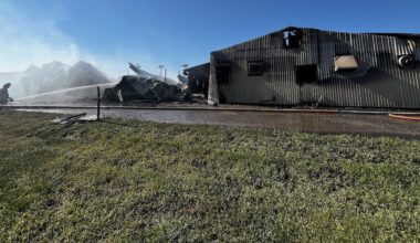Large fire destroys several buildings near K-State dairy facility