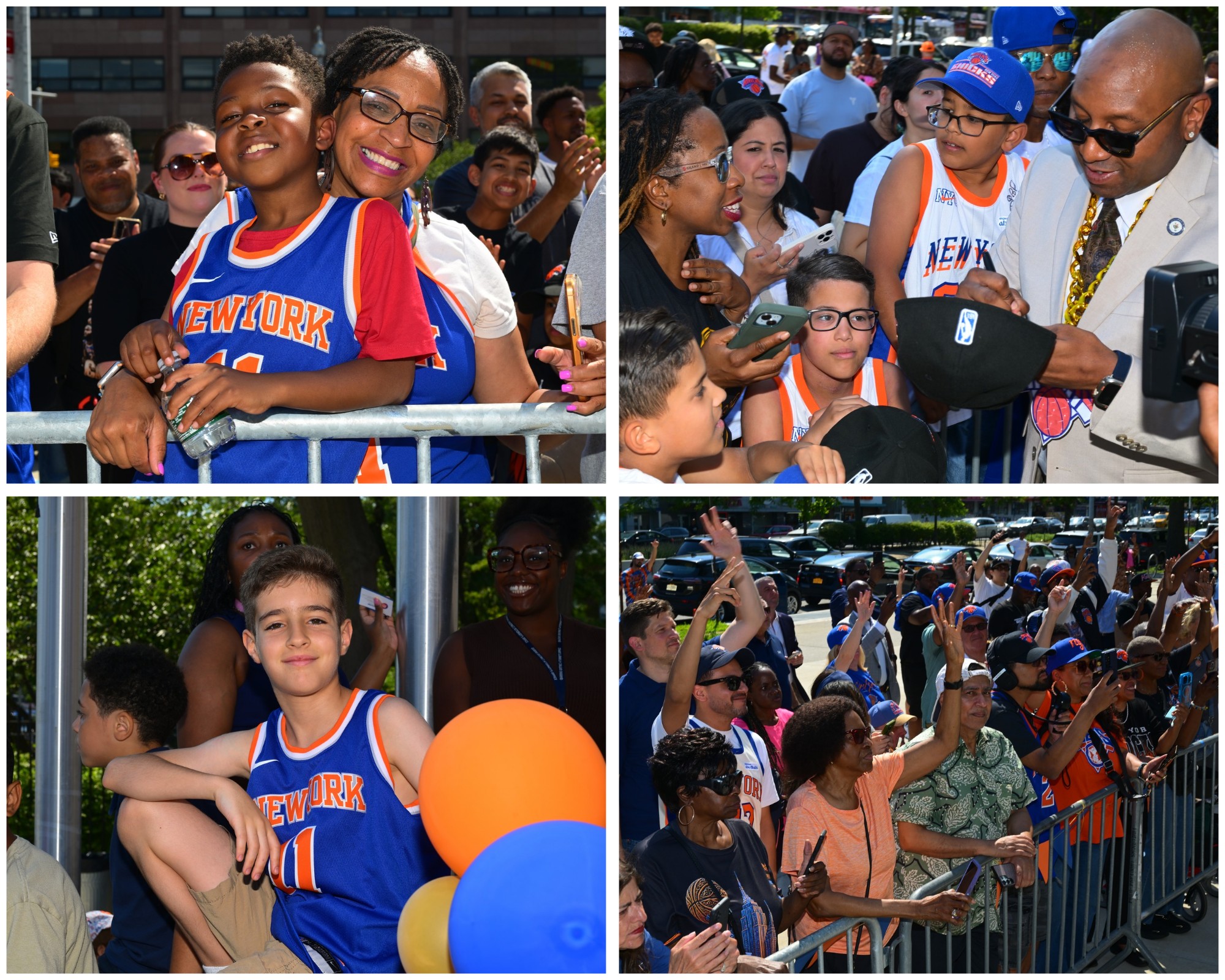 Attendees wore Knicks jerseys and caps to the Knicks Championship Rally and Flag Raising ceremony.
