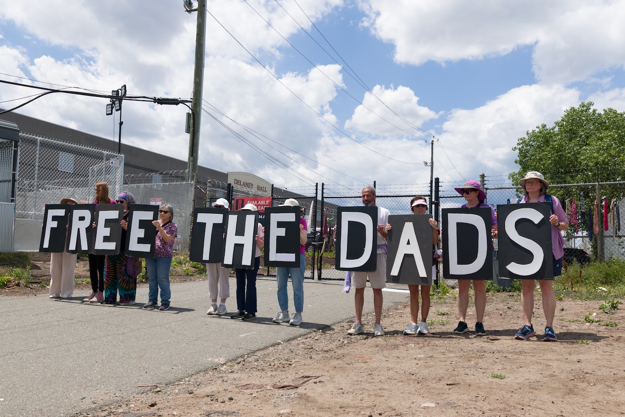 Protester hit by car entering ICE’s Delaney Hall as families demand ‘Free the dads’ on Father’s Day