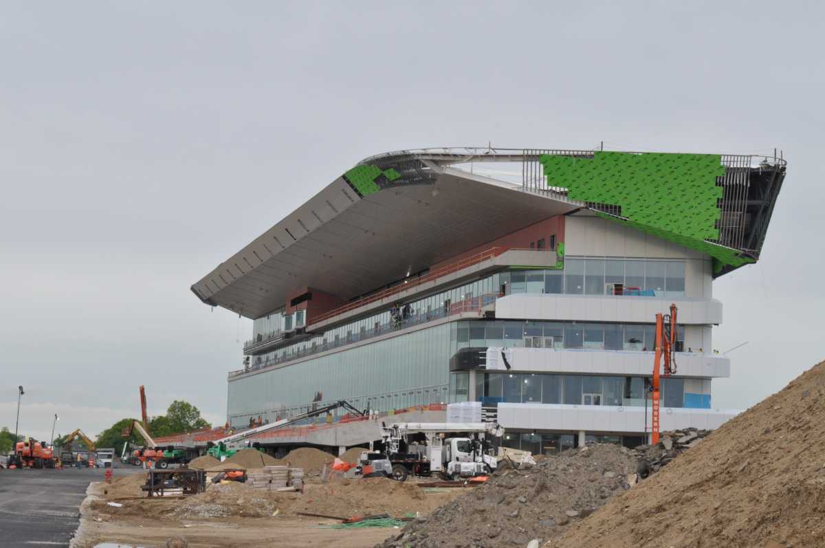 grandstand of the new Belmont Park still under construction