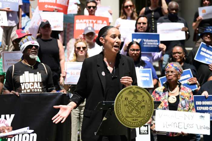 Council Member Sandy Nurse (D-Brooklyn) told protesters that she didn't think it would be moral to pass a city budget without increases to the city's CityFHEPS housing voucher budget. 