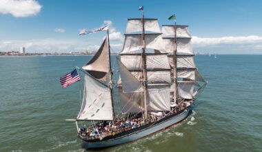 The historic merchant ship ELISSA, above, along with international vessels, will offer tours at Brooklyn Bridge Marina as part of Sail250. Photo: Greenwalt Productions/Galveston Historical Society