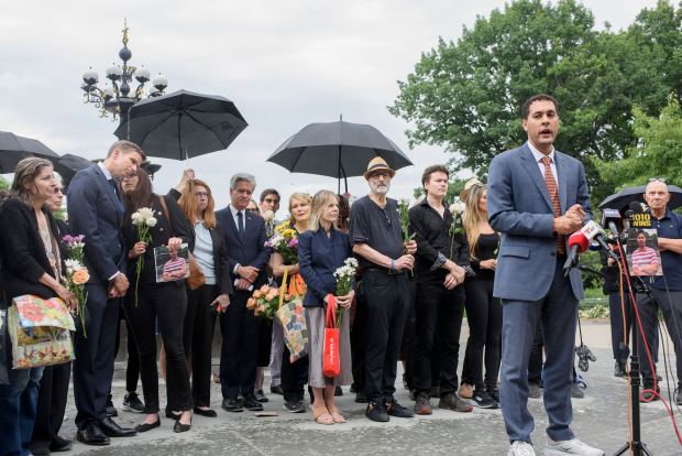 City Council Member Christopher Marte announces he'll be renaming his bill to sunset the carriage horse industry for Romanch Mahajan on Monday, June 22, 2026, in Central Park. (Evan Simko-Bednarski / New York Daily News)