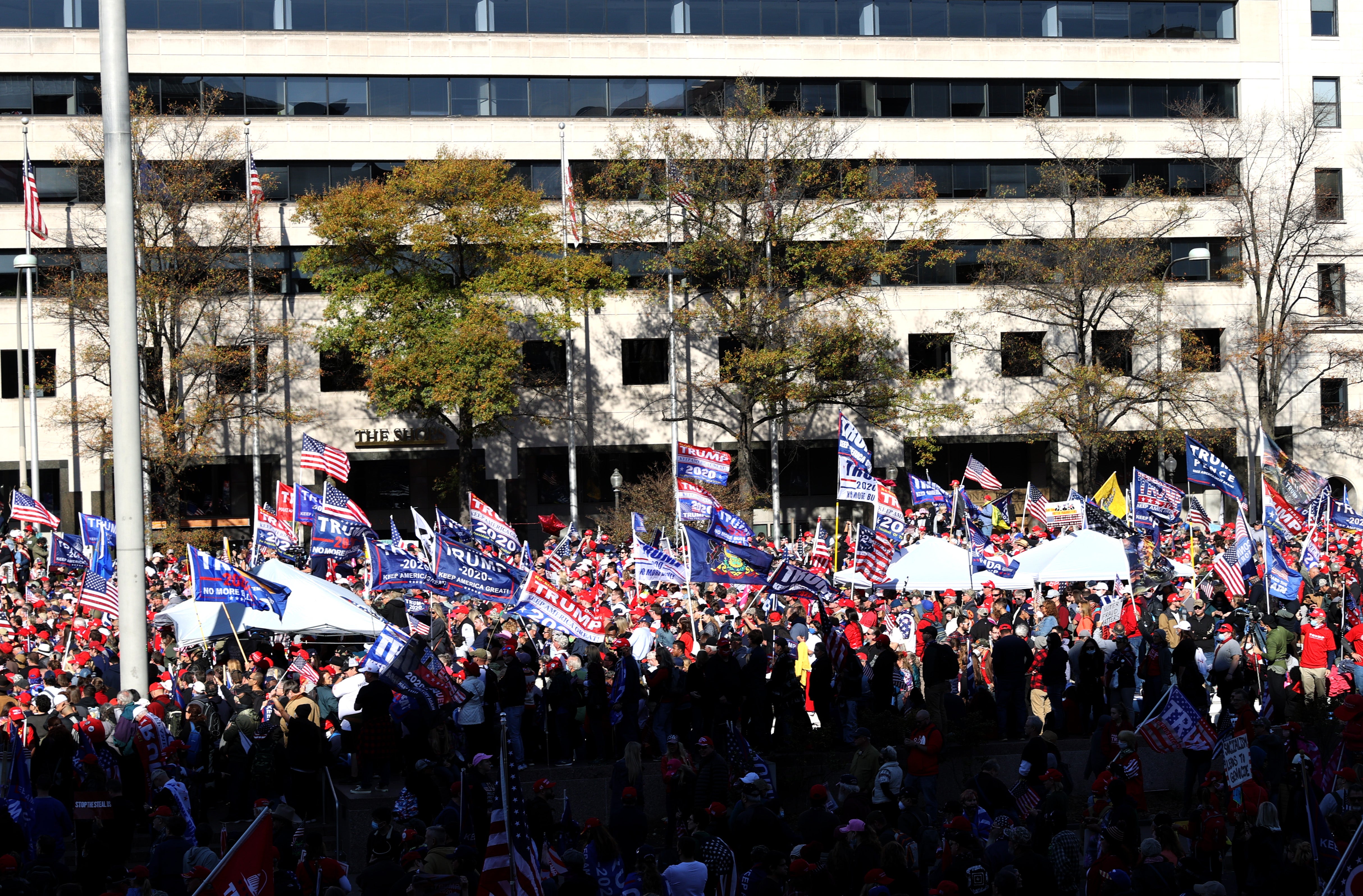Pro-Trump protesters march through Washington, D.C., in 2020. Critics have warned the Manhattan Institute's 'civil terrorism' framework could have a 'chilling' effect on people's willingness to protest