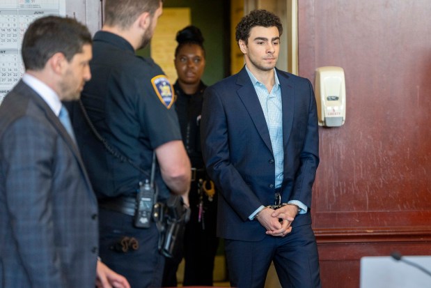 Luigi Mangione appears at an evidence suppression hearing at Manhattan Supreme Court on May 18, 2026 in New York City.