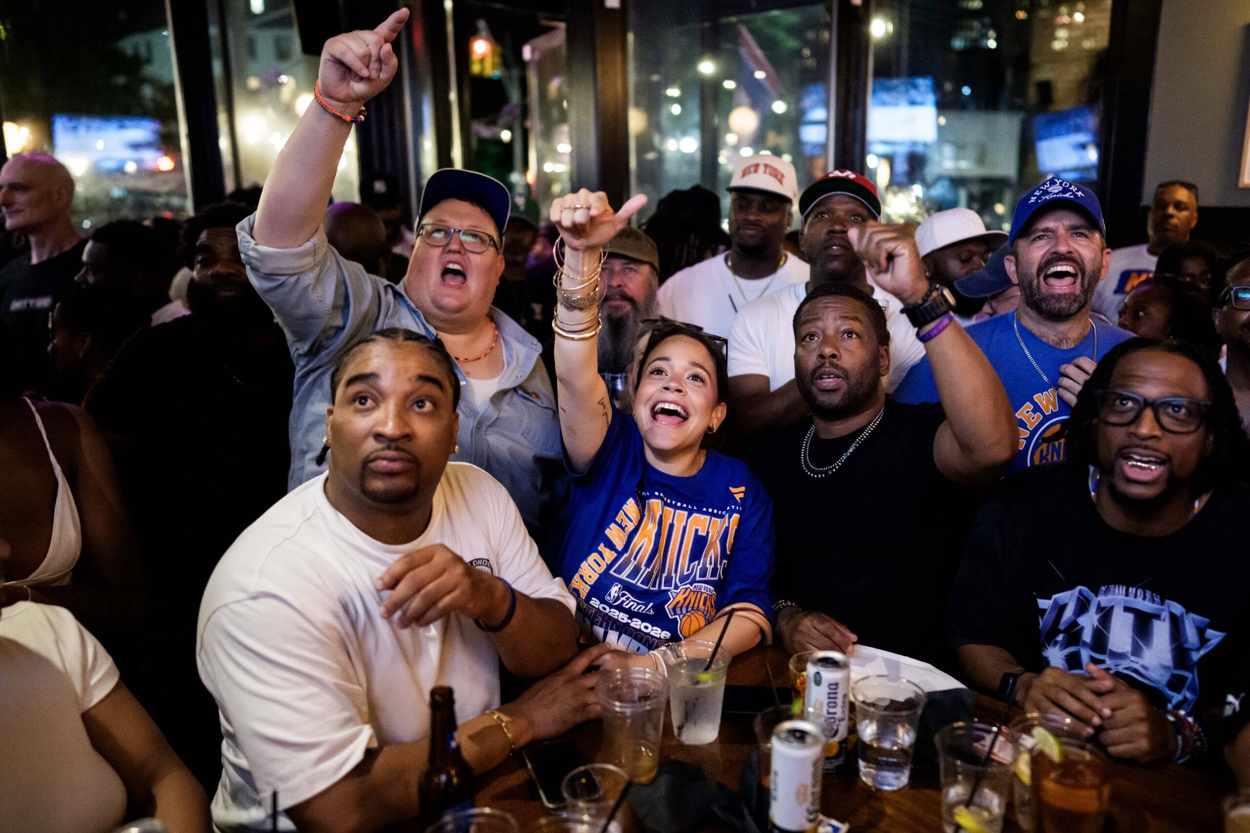 Knicks fans gather at FancyFree to watch Game 2 of the NBA finals