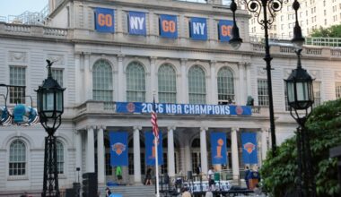 Viewing pens filled to capacity hours before Knicks NYC Canyon of Heroes ticker-tape parade
