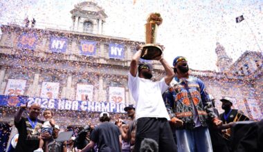 Knicks Victory Parade Photos: See Celebrities, Players, Fans & Even Batman