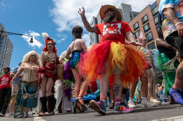 NEW YORK, NEW YORK - JUNE 20: Revelers participate in the annual Mermaid Parade at Coney Island on June 20, 2026 in the Brooklyn borough of New York City. Now in its 44th year, over 3,000 marchers and thousands of spectators came out for the event to celebrate the arts, the ocean and the Coney Island neighborhood and boardwalk in Brooklyn. (Photo by Spencer Platt/Getty Images)