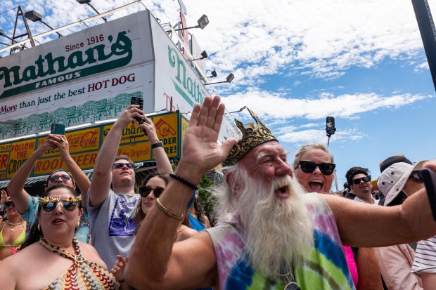 NEW YORK, NEW YORK - JUNE 20: Revelers attend the annual Mermaid Parade at Coney Island on June 20, 2026 in the Brooklyn borough of New York City. Now in its 44th year, over 3,000 marchers and thousands of spectators came out for the event to celebrate the arts, the ocean and the Coney Island neighborhood and boardwalk in Brooklyn. (Photo by Spencer Platt/Getty Images)