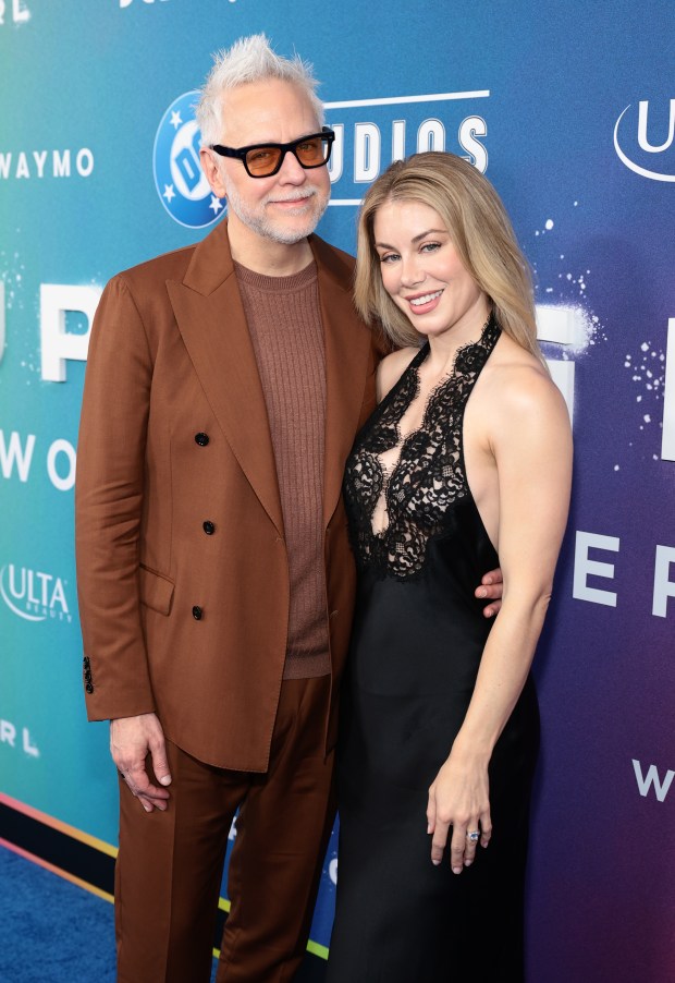 NEW YORK, NEW YORK - JUNE 22: (L-R) James Gunn and Jennifer Holland attend the SUPERGIRL World Premiere on June 22, 2026 in New York City. (Photo by Dimitrios Kambouris/Getty Images for Warner Bros. Pictures)