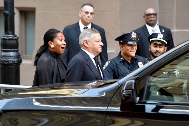 NEW YORK, NEW YORK - JUNE 29: Nicole Avant and Ted Sarandos attend the funeral of Clive Davis on June 29, 2026 in New York City. (Photo by Noam Galai/Getty Images)