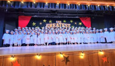 The Kindergarten students sing during the graduation at the Hellenic Classical Charter School in Staten Island. Photo: TNH/Michael Kakias