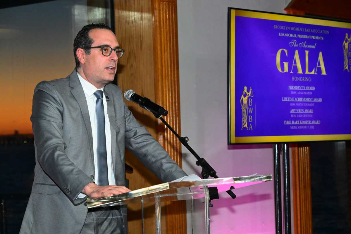 Hon. Adam Silvera speaks at the Brooklyn Women's Bar Association Gala.