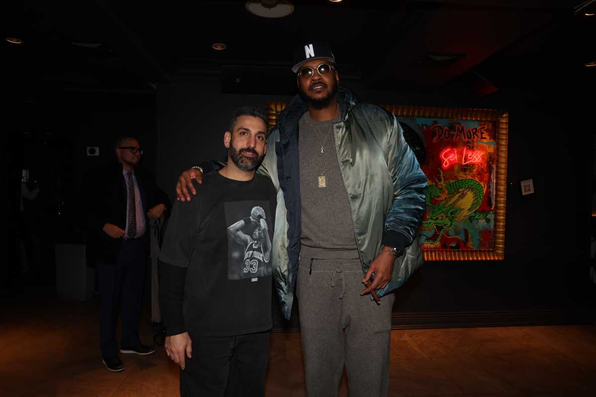Dara Mirjahangiry and Carmelo Anthony at Sei Less.