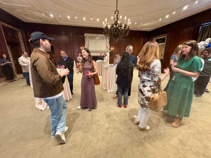 Media gathered at the public library's flagship Stephen A. Schwarzman Building at Bryant Park to try the historic beer and learn the history behind the patriotic brew.