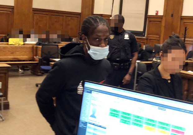 Robert White is arraigned in Kings County Criminal Court on Wednesday, March 12, 2025, on charges of assault for repeatedly slapping his girlfriend's 3-year-old son, Kyng Royal Foster. (Kerry Burke / New York Daily News)