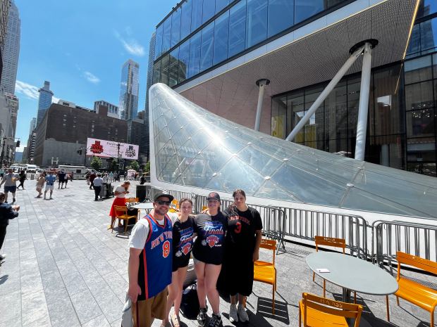 Jay Weichum with his family photographed near MSG on Friday, June 12, 2026. (Julian Roberts-Grmela/New York Daily News)