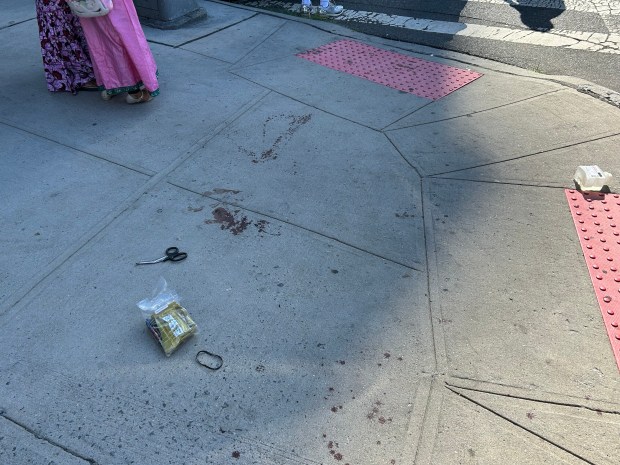 Two men were shot by a gunman on Bedford Ave. near Montgomery St. in Crown Heights, Brooklyn, just across the street from Medgar Evers College, on Wednesday, June 24, 2026. (Kerry Burke / New York Daily News)