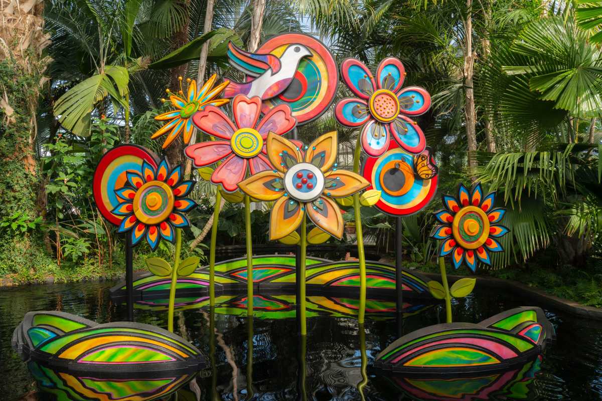 Flower Power, installation in the Enid A. Haupt Conservatory by artist Amie Jacobsen