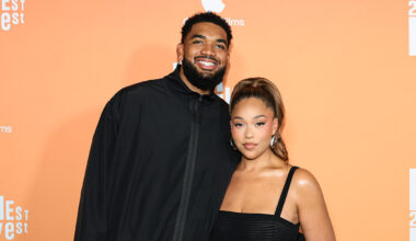 NEW YORK, NEW YORK - AUGUST 11: (L-R) Karl-Anthony Towns and Jordyn Woods attend the "Highest 2 Lowest" New York Premiere at Brooklyn Academy of Music on August 11, 2025 in New York City. (Photo by Dimitrios Kambouris/Getty Images)