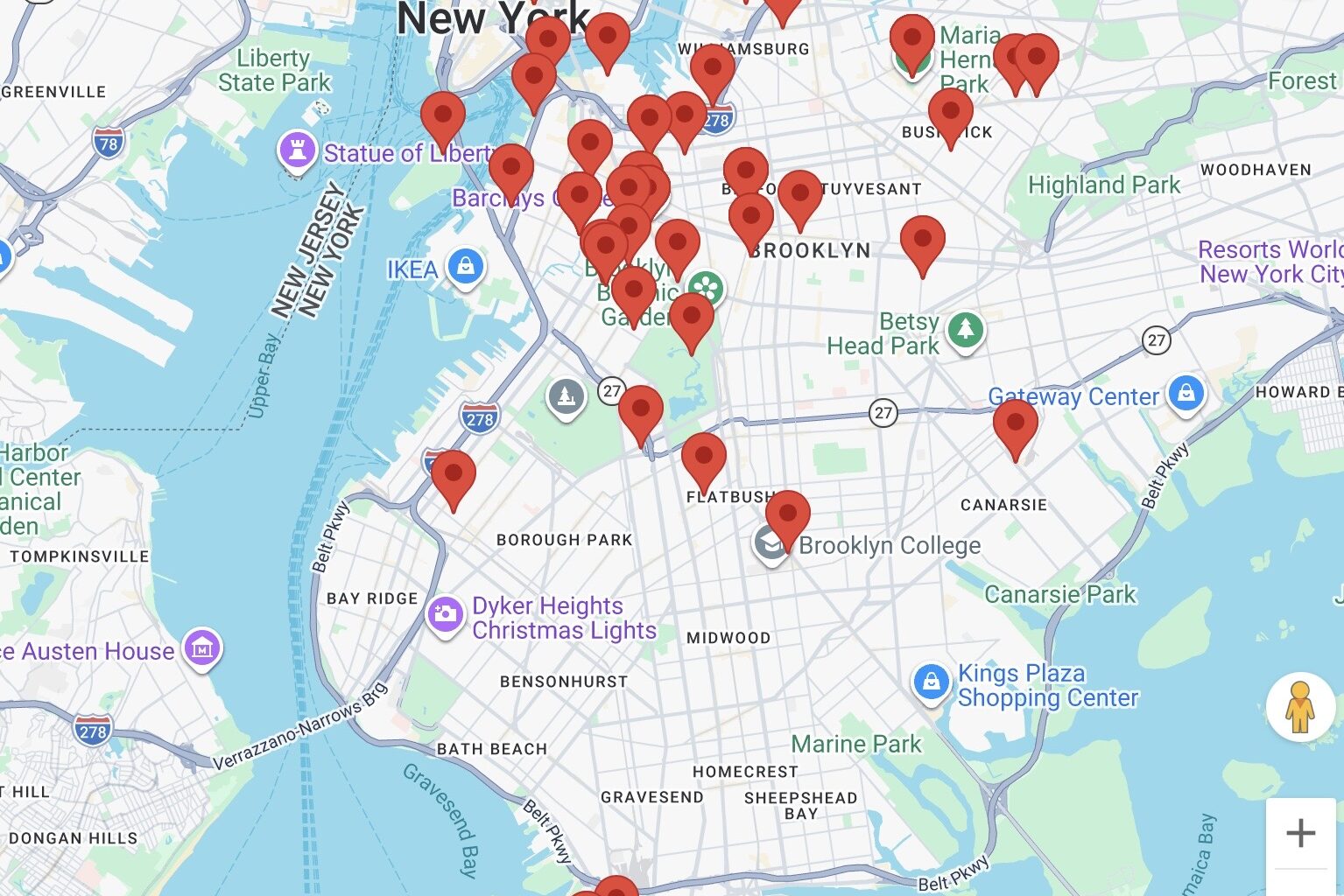 Map of Make Music events in Brooklyn this weekend. Map: Make Music New York