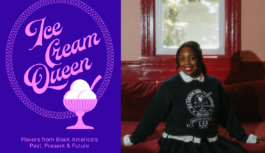 The cover of "Ice Cream Queen" beside author Lokelani Alabanza. (Courtesy of Keren Treviño)