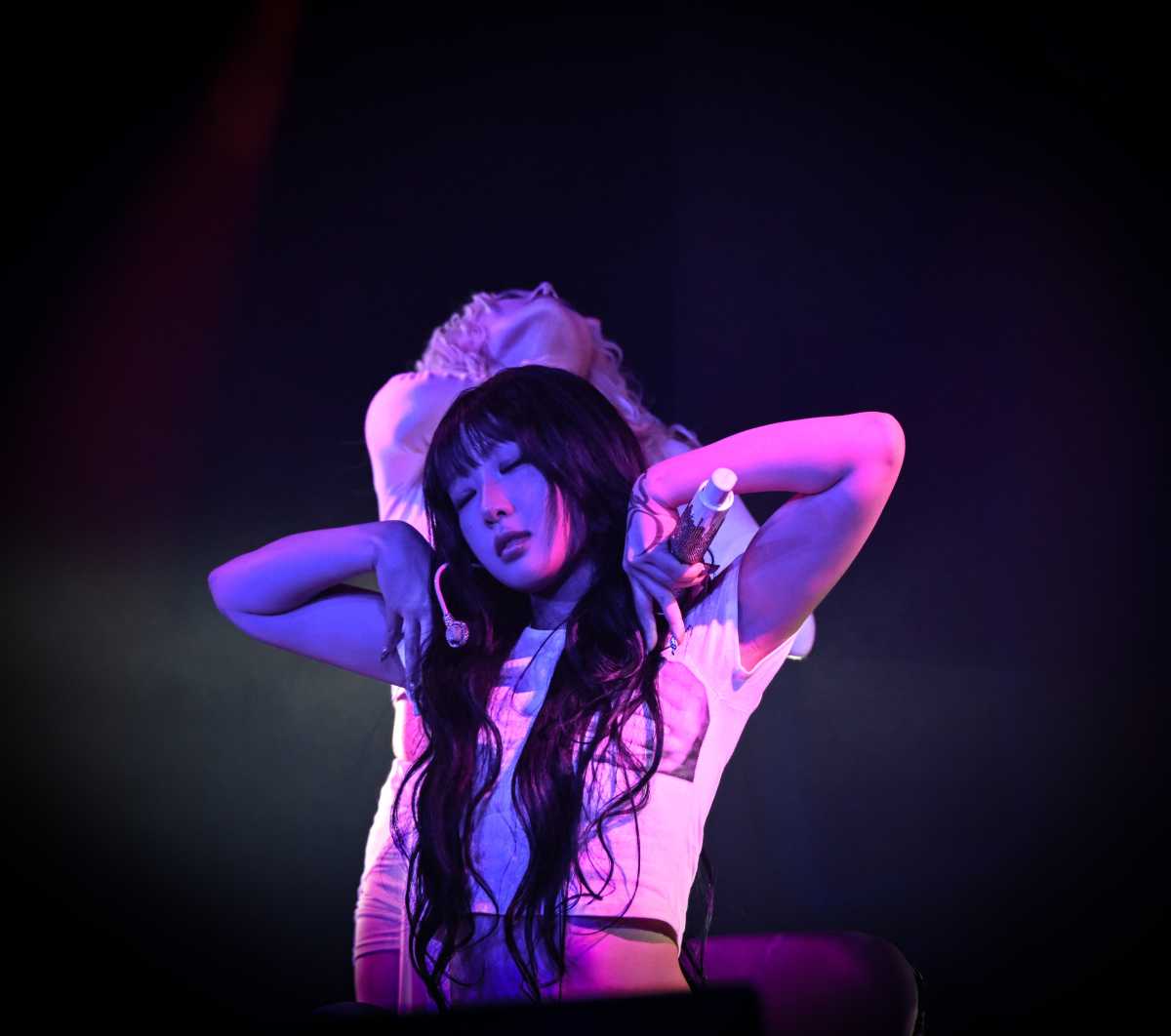 K-pop star YVES performs at The Palladium Times Square.