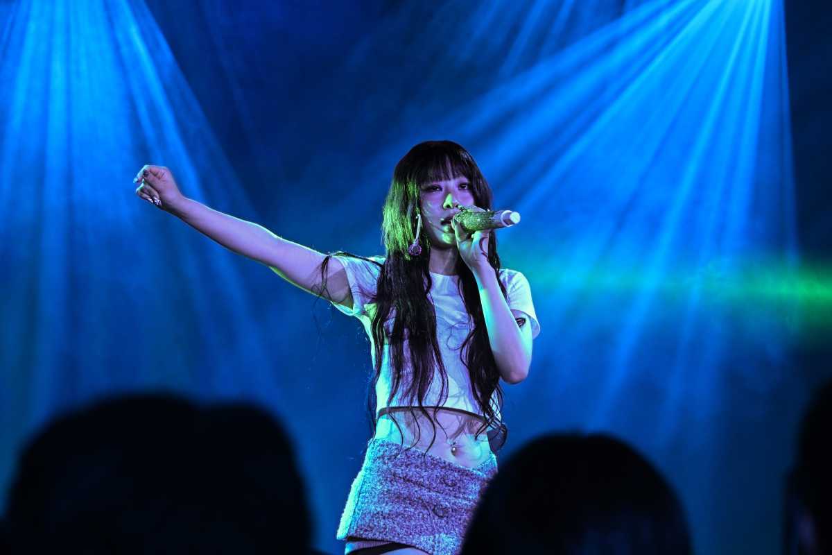 K-pop star YVES performs at The Palladium Times Square.