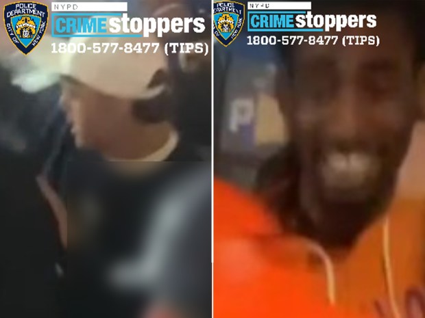 Police released images of several people who they said attacked a San Antonio Spurs fan after the Knicks loss on Monday, June 8, 2026 in Manhattan, and also stole the 39-year-old Spurs jersey he had been wearing. (NYPD)