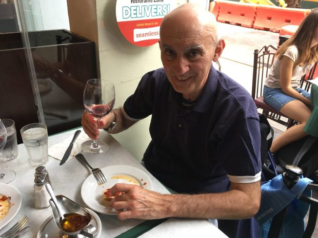 Ross Falzone enjoying a meal in New York's Little Italy in 2024. The Jessup native was killed at the subway last week. (SUBMITTED)