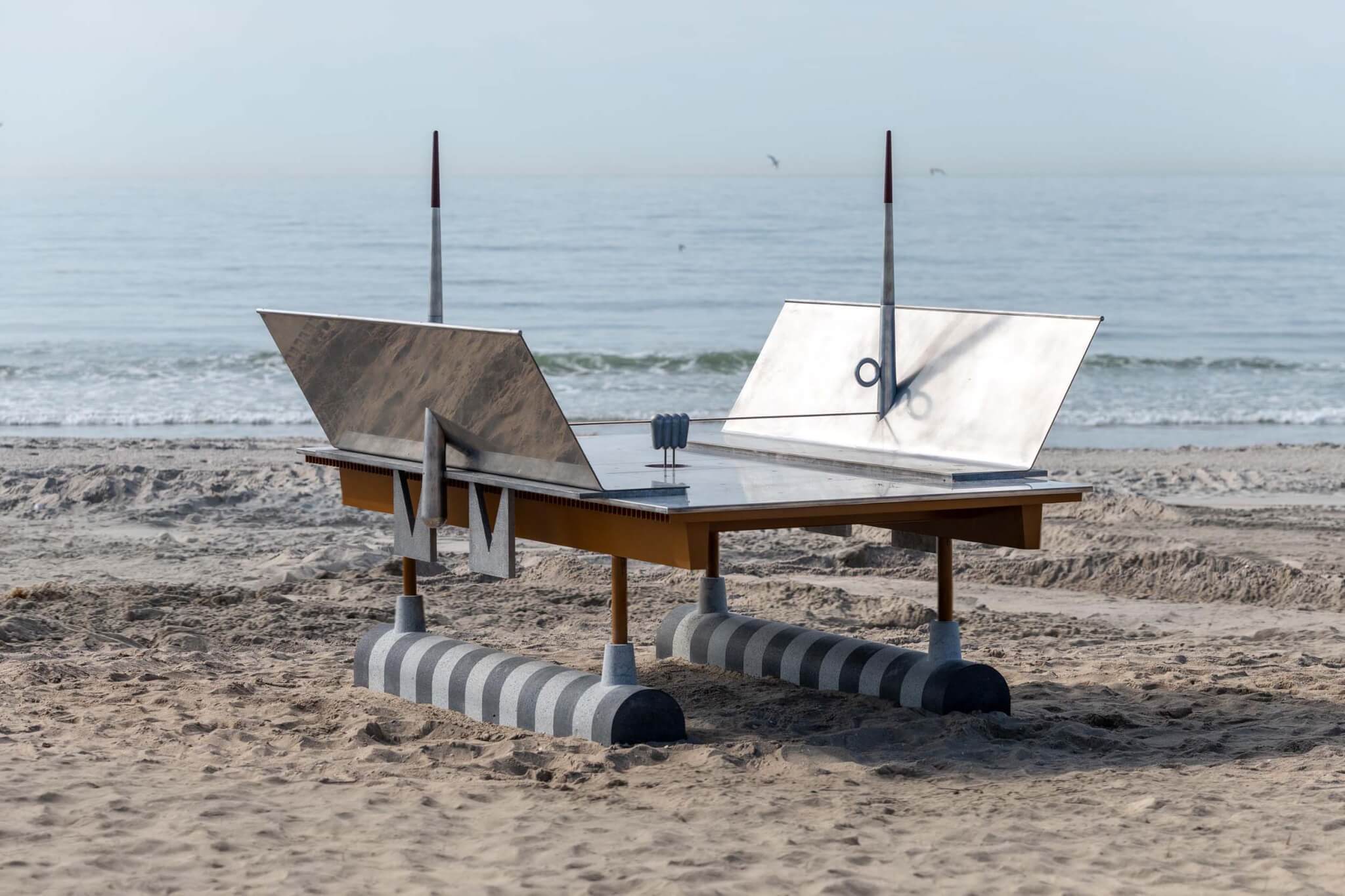 ping-pong table on rockaway beach
