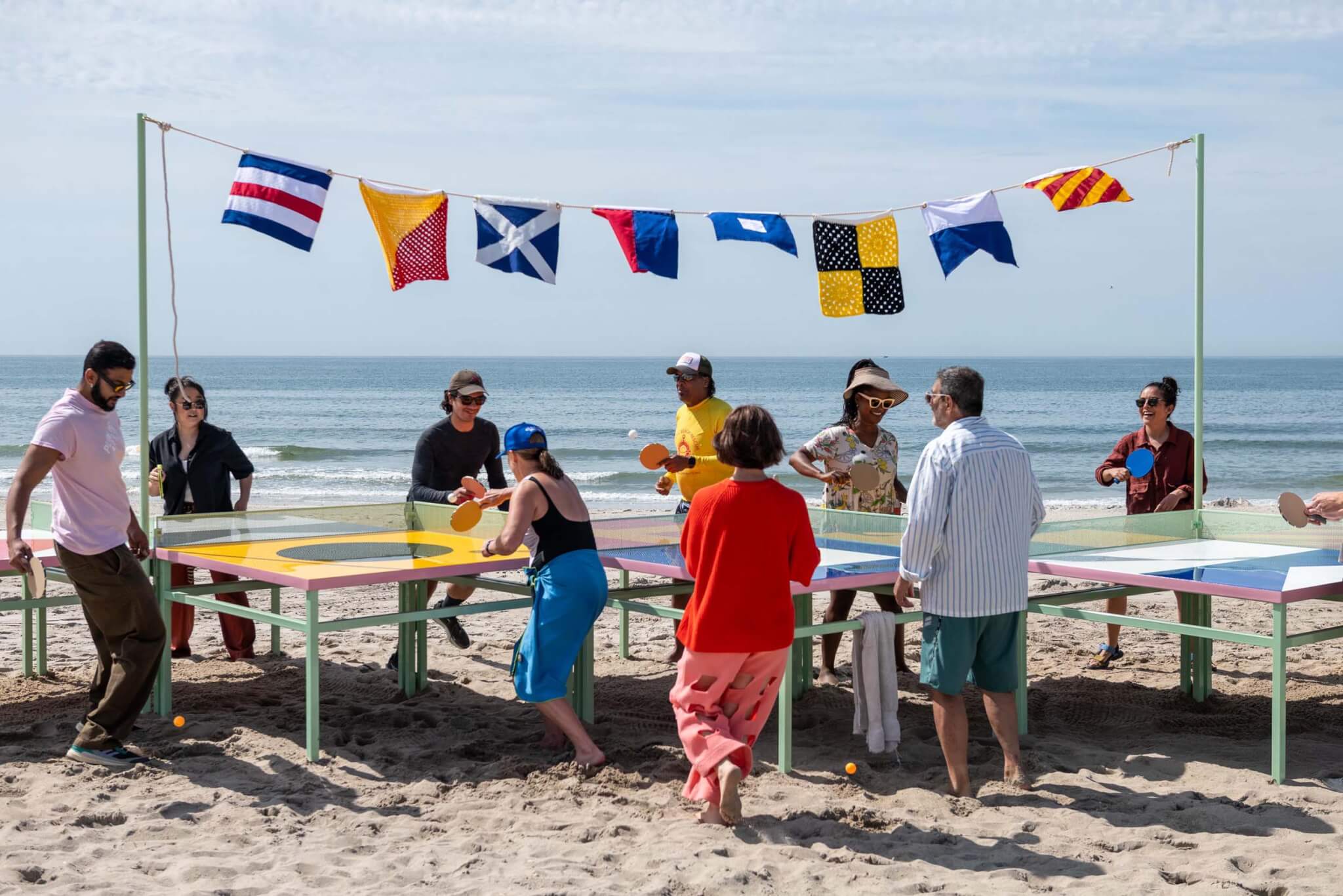 ping-pong table on rockaway beach
