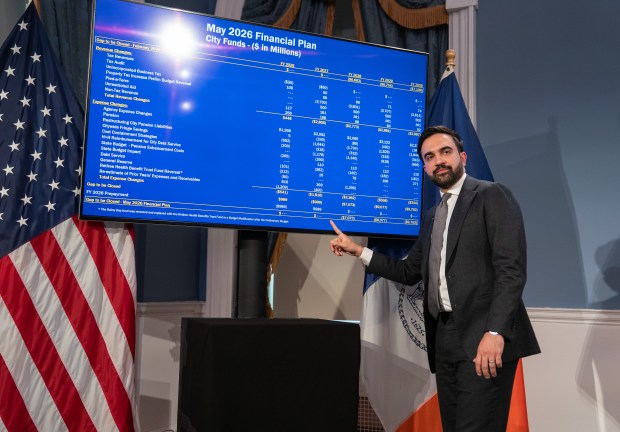 Mayor Zohran Mamdani speaks during a press conference for The Fiscal Year 2027 Executive Budget in the Blue Room of New York City Hall Tuesday, May 12, 2026 in Manhattan, New York. (Barry Williams/ New York Daily News)