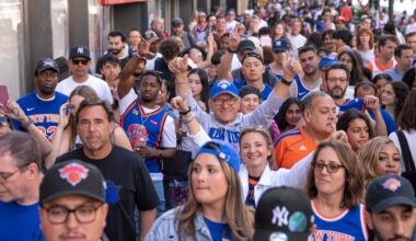 Knicks fans fill NYC streets next to MSG prior to NBA Finals Game 3