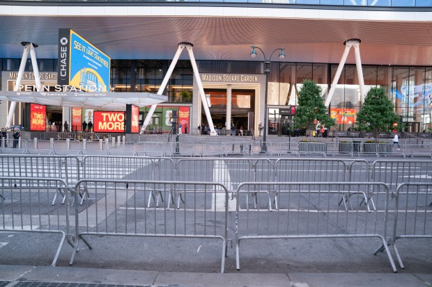 Layers of barricades surround Madison Square Garden on a closed Seventh Ave. Monday, June 8, 2026 in Manhattan, New York. (Barry Williams/ New York Daily News)