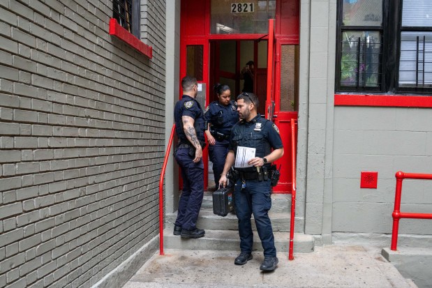 A 63-year-old woman was shot in the leg outside her apartment after taking out her garbage near E. 197th St. and Briggs Ave. in the Bronx on Saturday, June 27, 2026. (Theodore Parisienne / New York Daily News)