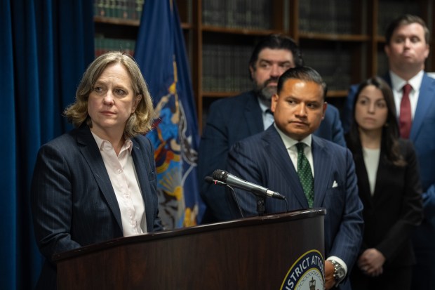 Queens DA Melinda Katz speaks during a press conference Tuesday, June 30, 2026, in Queens, New York. (Barry Williams/ New York Daily News)
