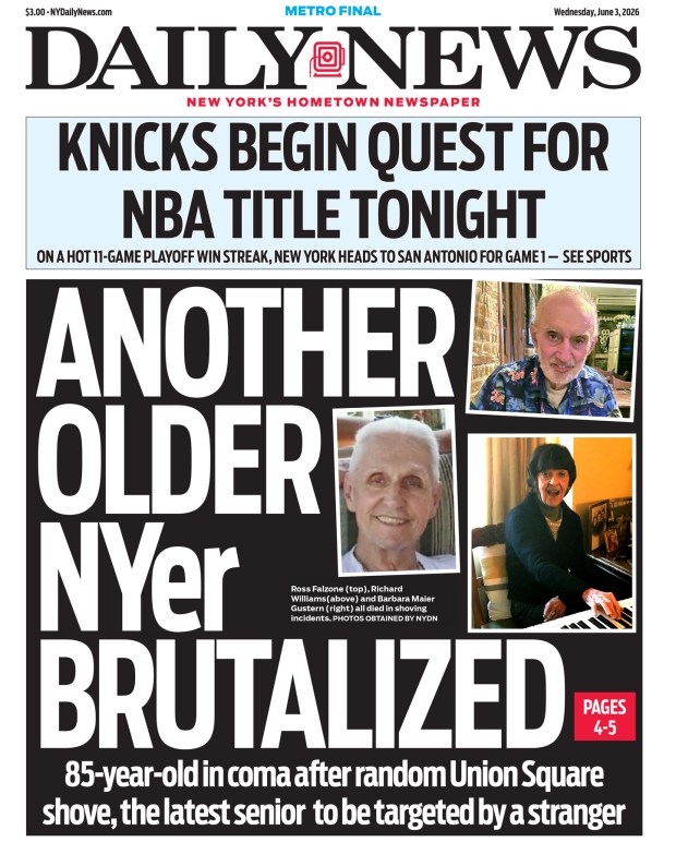 Front page of the Daily News for June 3, 2026.