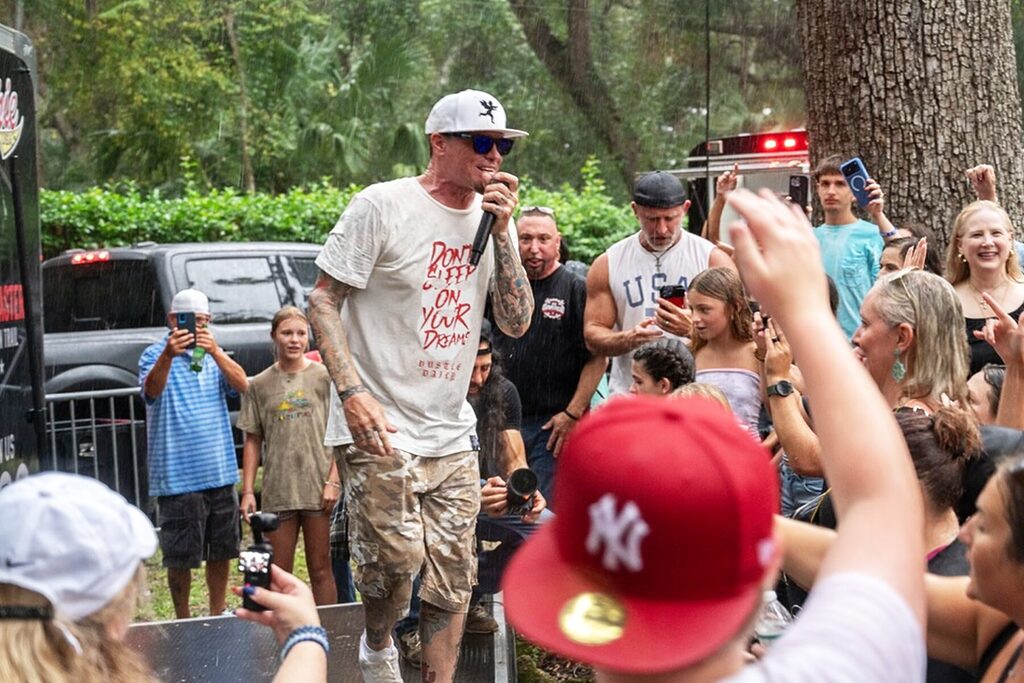 Vanilla Ice performing for children at a charity.