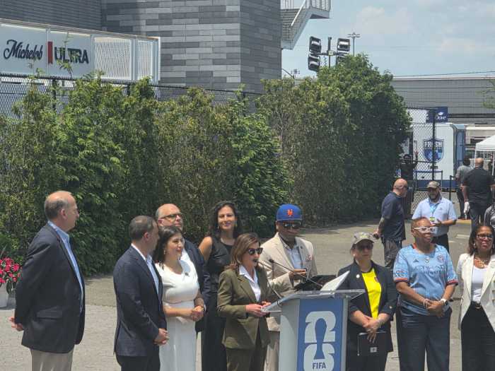 Hochul speaks ahead of Thursday's ribbon-cutting. Photo by Shane O'Brien.