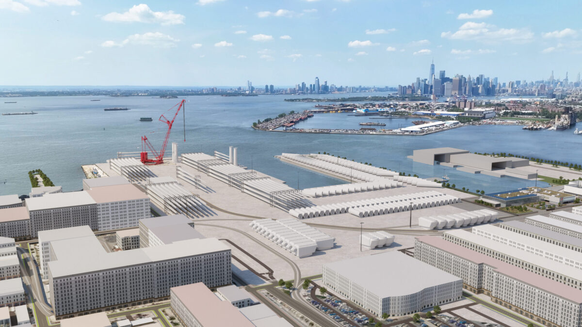 Rendering of the South Brooklyn Marine Terminal in Sunset Park. Rendering: Office of Rep. Dan Goldman