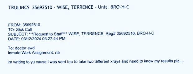 A March 12, 2024 message from Terrence Wise to Dr. Awd. (Court Document)