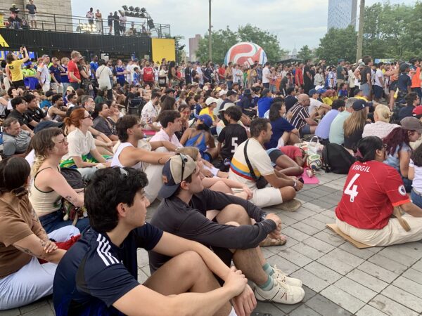 Fans watching the action during Sunday’s Japan-Netherlands game. Photo: Mary Frost/Brooklyn Eagle