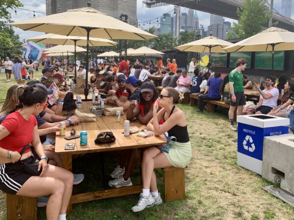 Chilling at the beer hall. Photo: Mary Frost/Brooklyn Eagle