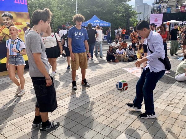 Kicking the ball around the zone. Photo: Mary Frost/Brooklyn Eagle