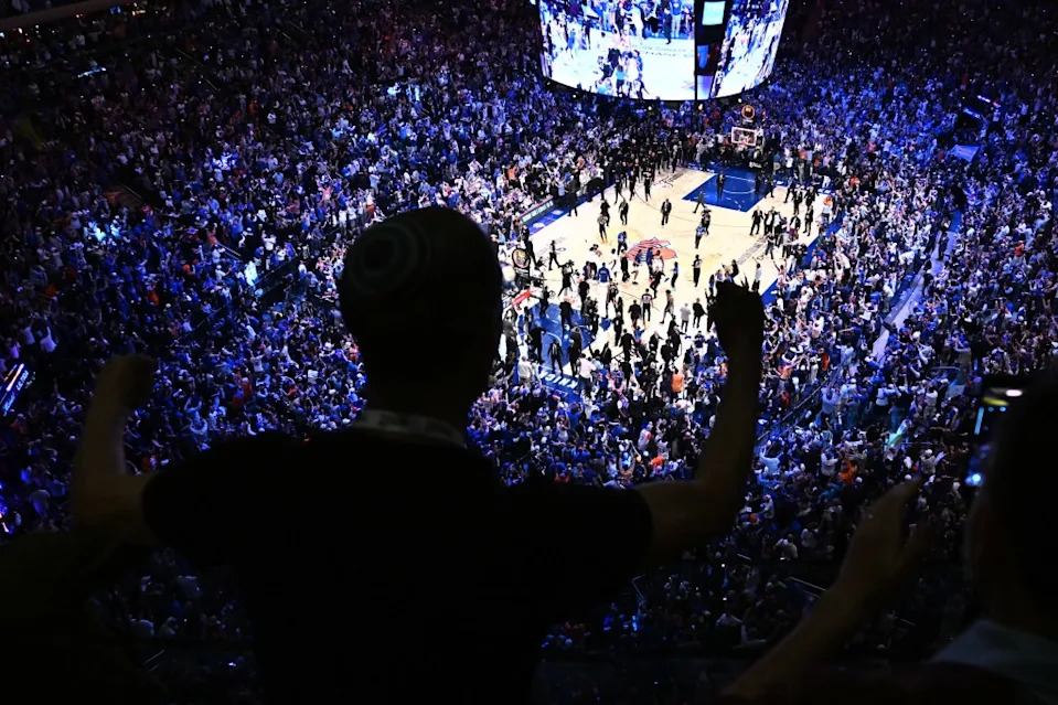 Madison Square Garden remained packed after Game 4 ended with hometown fanatics too thrilled to leave the arena, clips showed. Anadolu via Getty Images