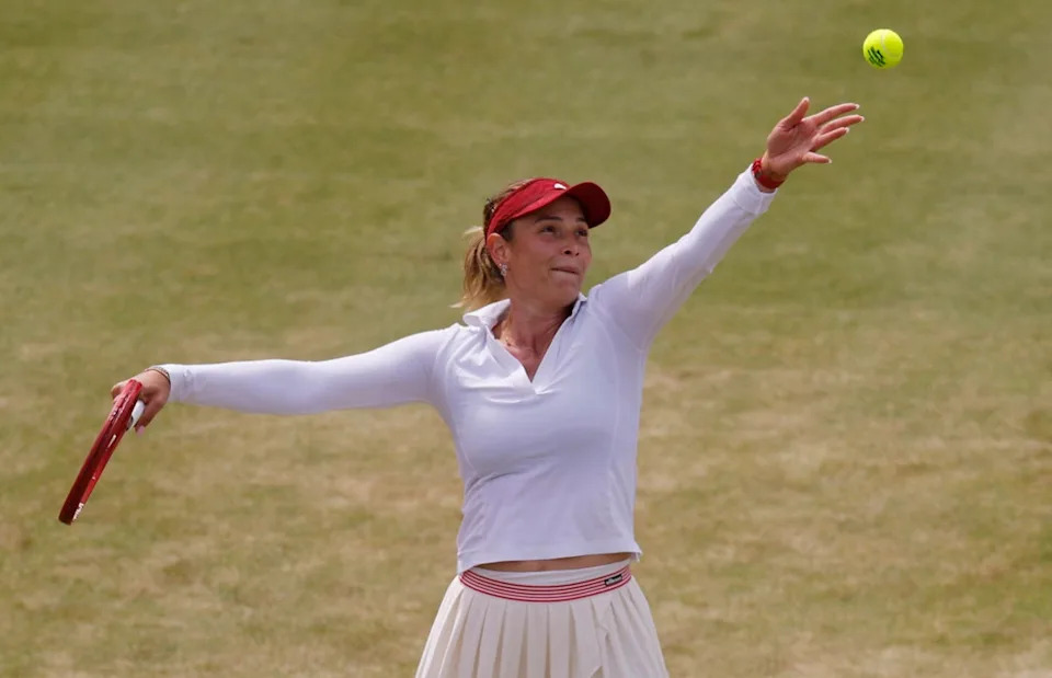 Vekic serves in the final en route to a straight sets victory (Reuters)