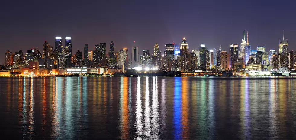 New York City Manhattan midtown skyline at night